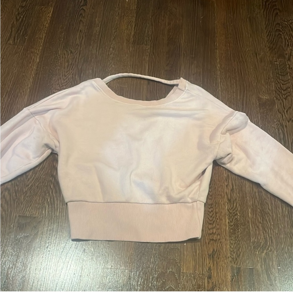 Pink Cropped Open-Back Sweatshirt